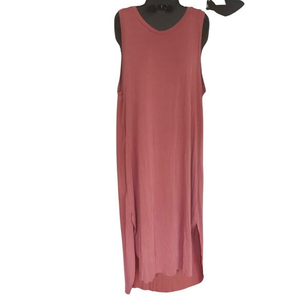 LUSH Maxi Dress‎ Women's sz L Dusty Rose Sleeveless Modal Minimalist Langenlook - Picture 1 of 4